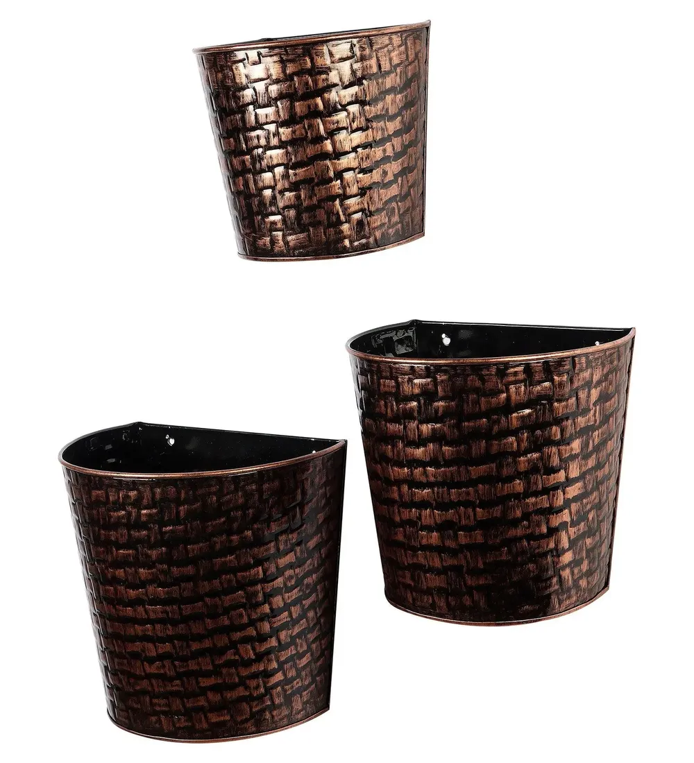 Designer Copper & Black Hammered Appeal Wall Planter Set of 3