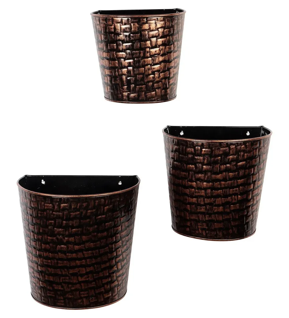 Designer Copper & Black Hammered Appeal Wall Planter Set of 3