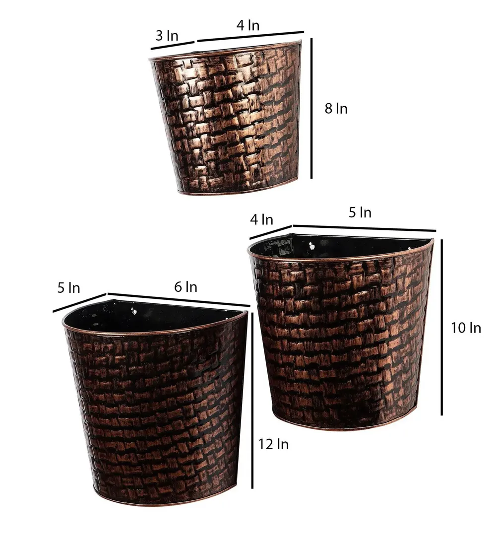 Designer Copper & Black Hammered Appeal Wall Planter Set of 3
