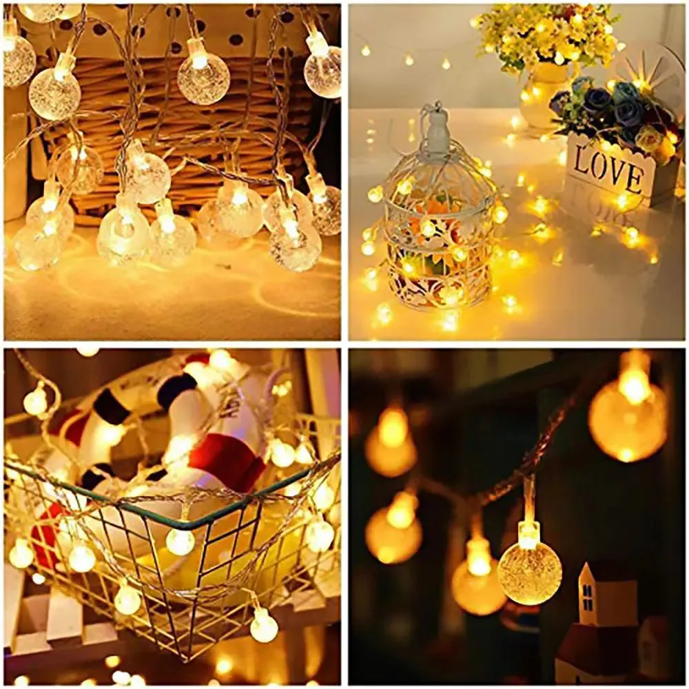 Designer Crystal Ball String LED Lights - 14 Yellow LED