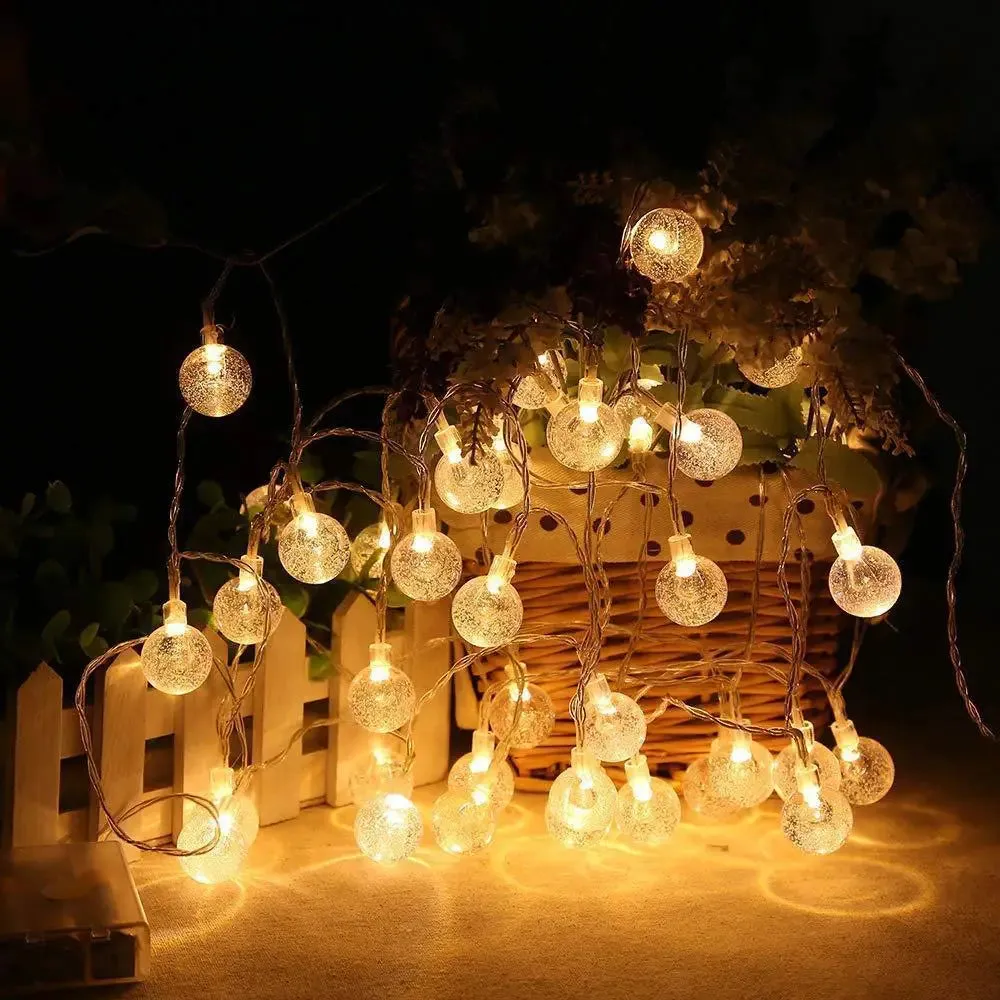 Designer Crystal Ball String LED Lights - 14 Yellow LED