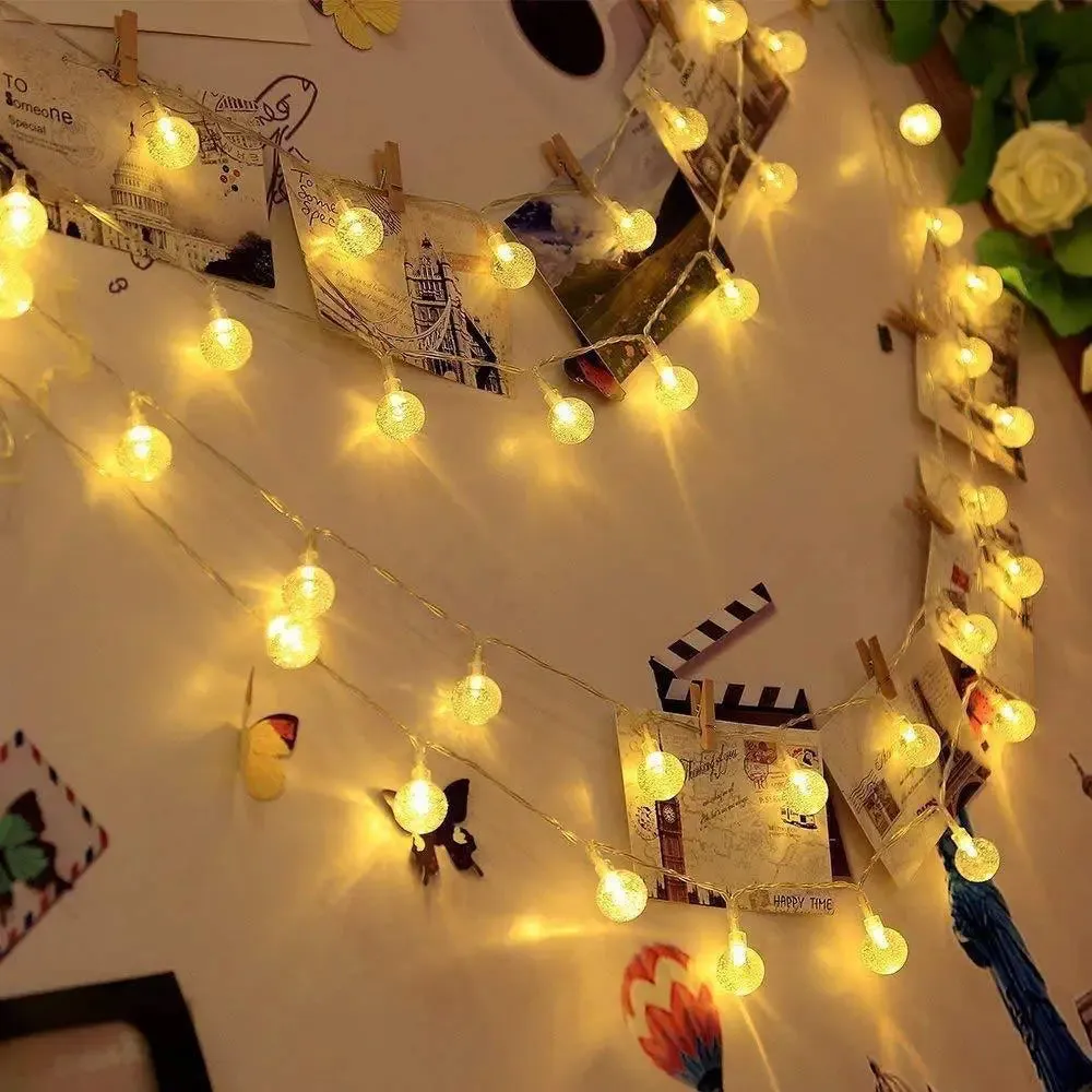 Designer Crystal Ball String LED Lights - 14 Yellow LED