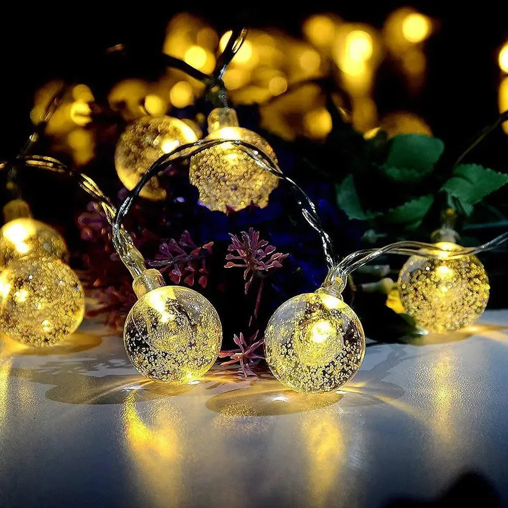 Designer Crystal Ball String LED Lights - 14 Yellow LED