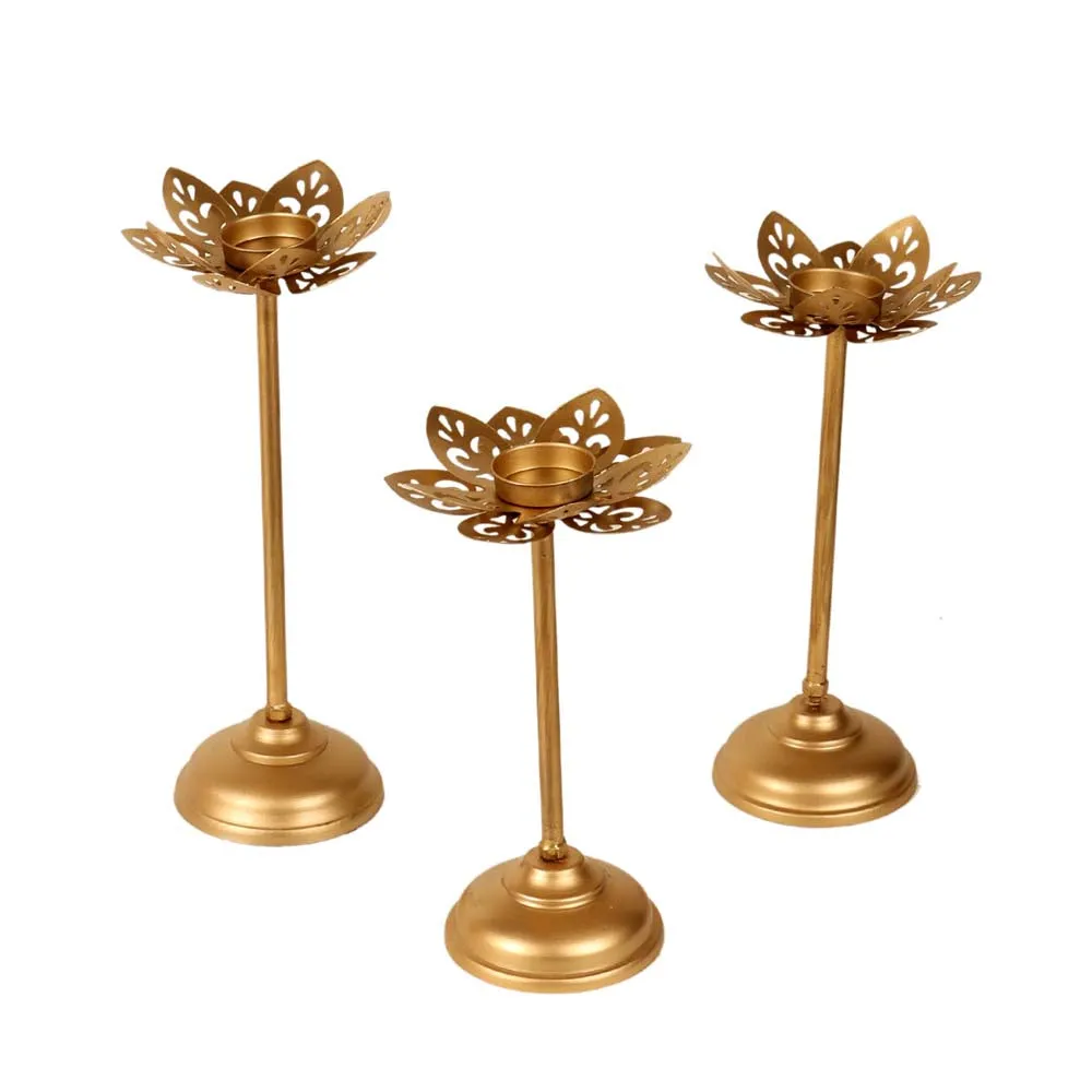 Designer Cut Floral Detachable Tea Light Candle Holders Set Of 3