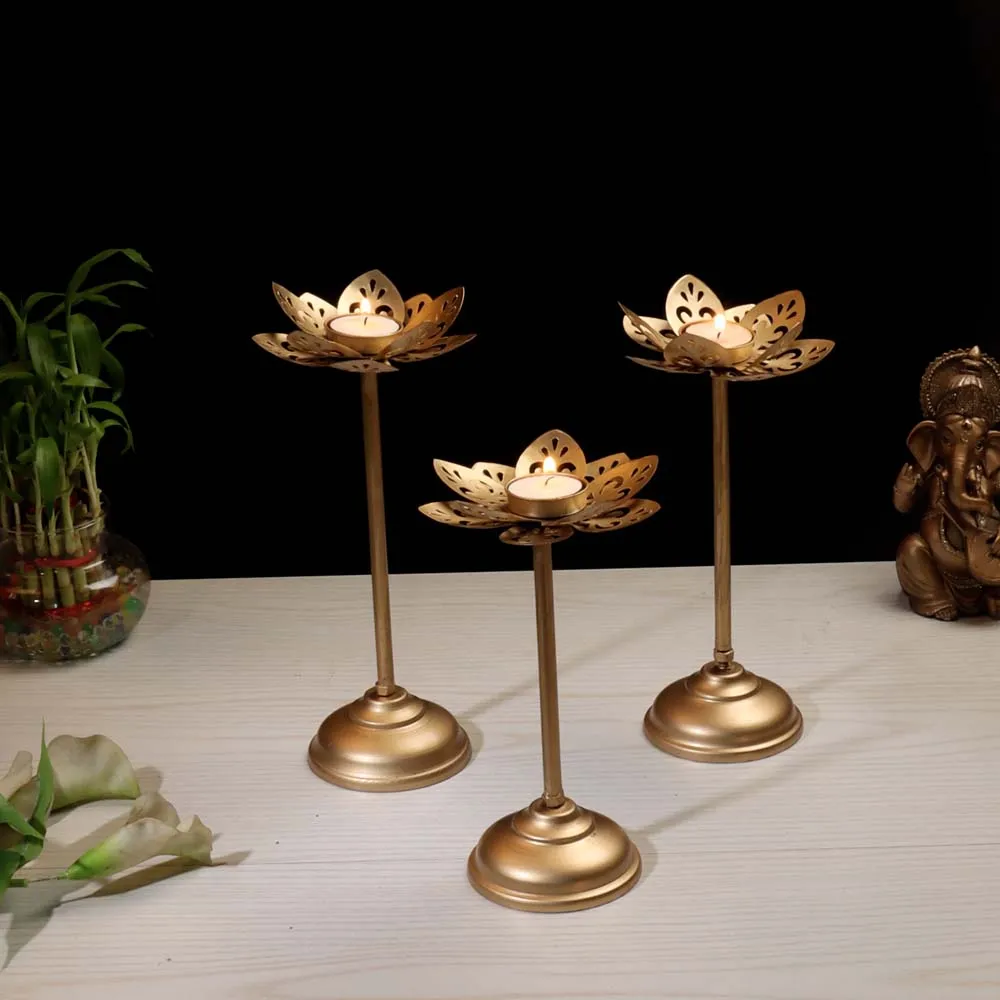 Designer Cut Floral Detachable Tea Light Candle Holders Set Of 3