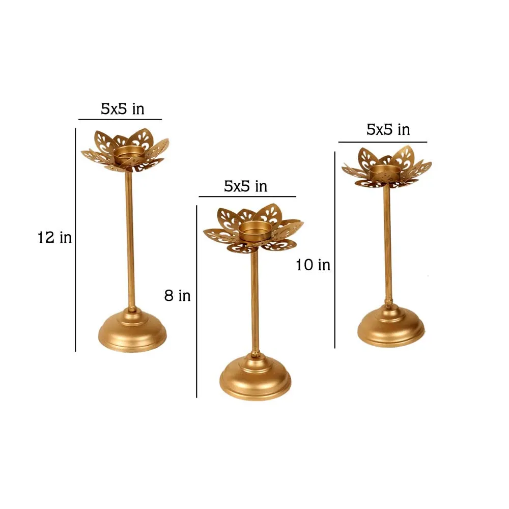 Designer Cut Floral Detachable Tea Light Candle Holders Set Of 3