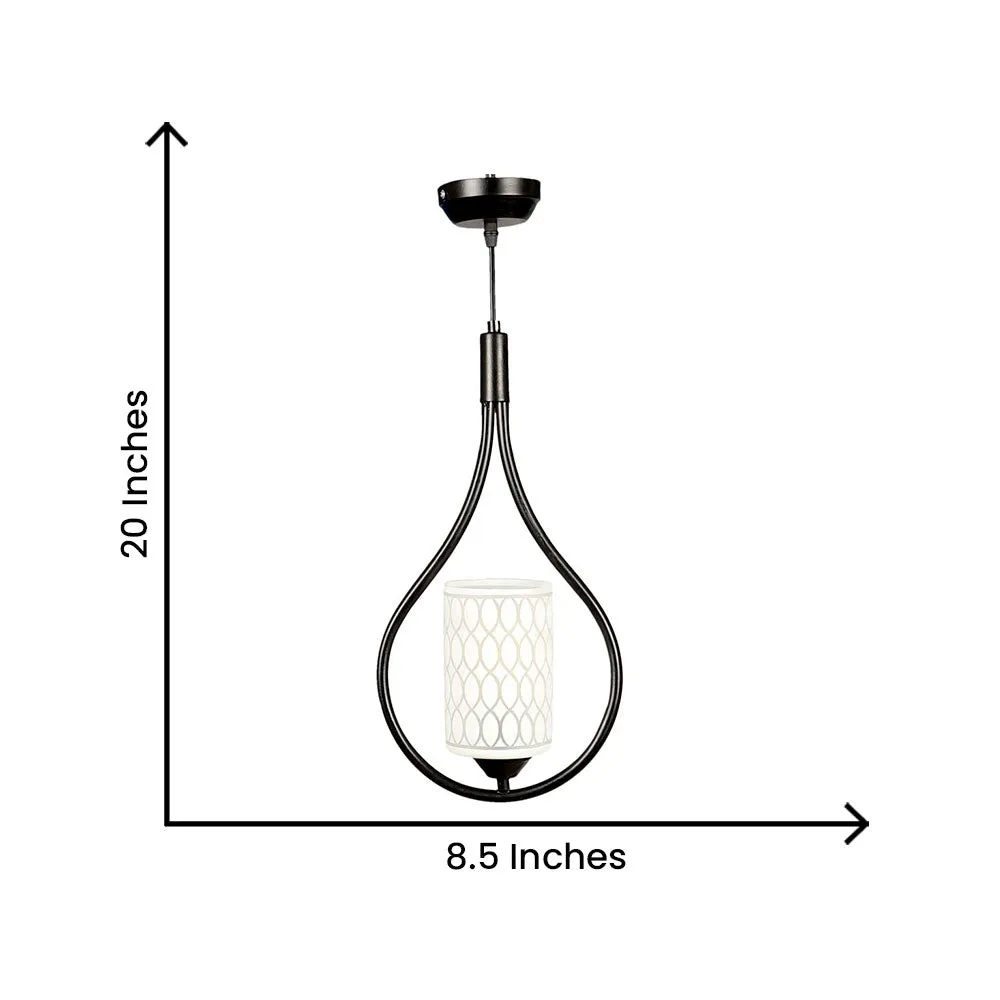 Designer Cylindrical Light In Hanging Black Ring Ceiling Light