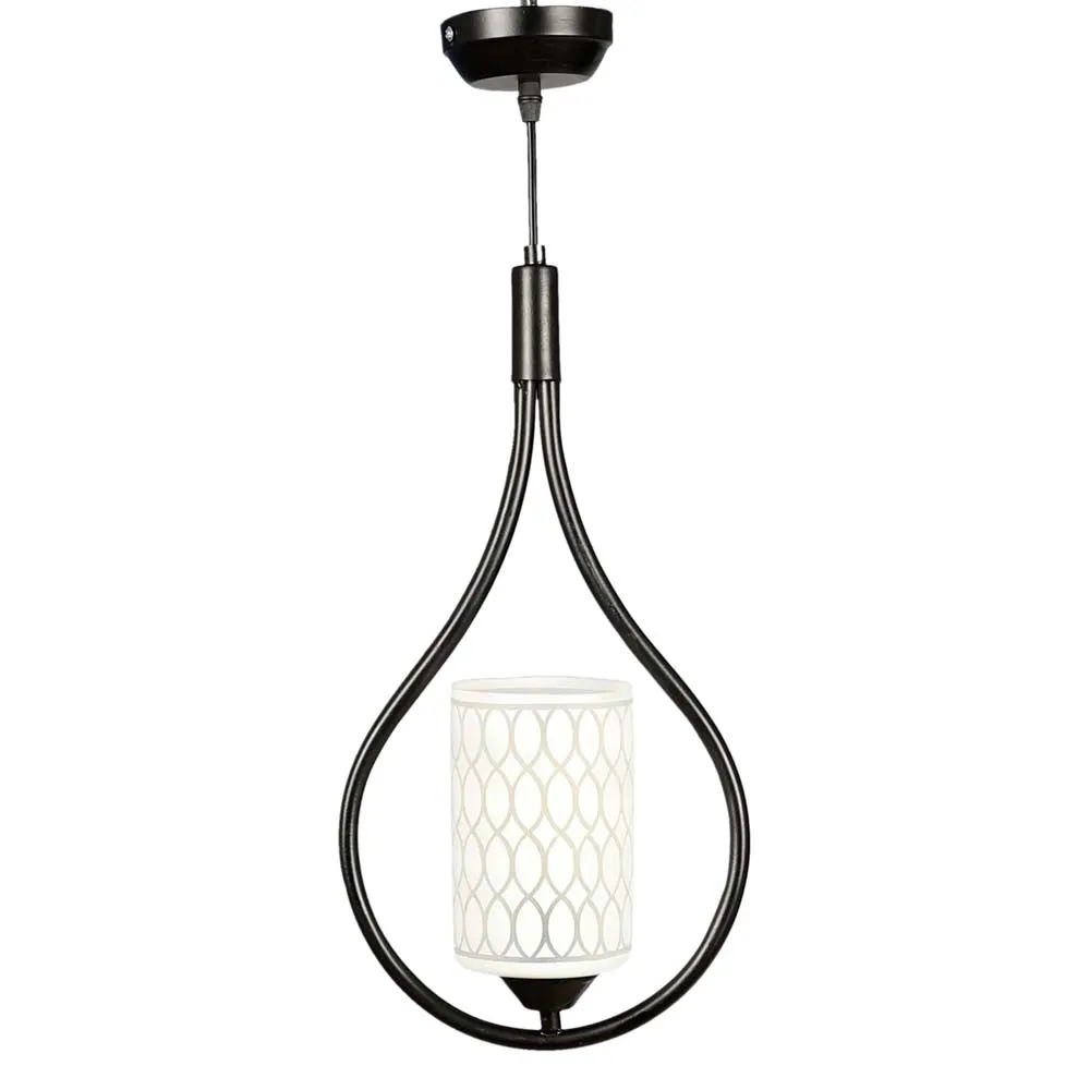 Designer Cylindrical Light In Hanging Black Ring Ceiling Light