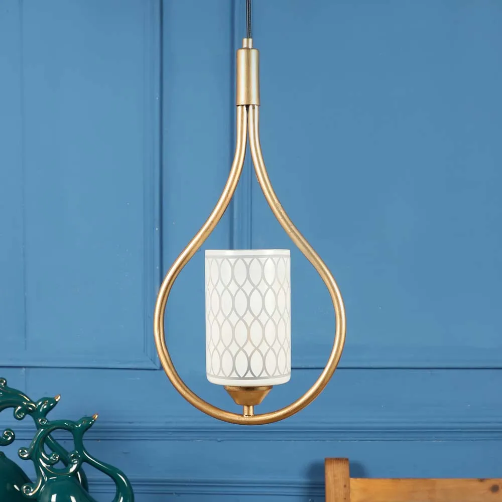 Designer Cylindrical Light In Hanging Ring Ceiling Light