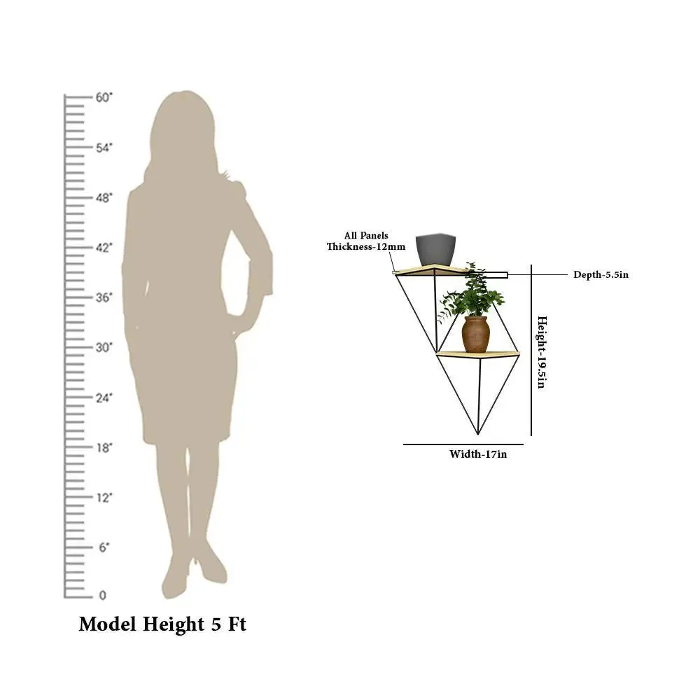 Designer Diamond Shape Wall Shelf With Wood Panels