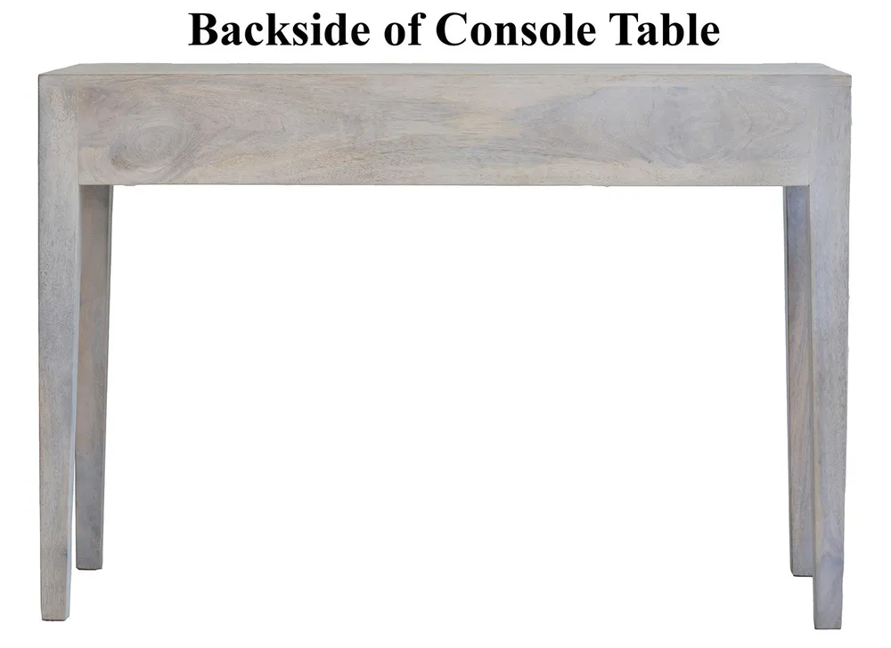 Designer Double Drawer Solid Wood Natural Brown Console Table White