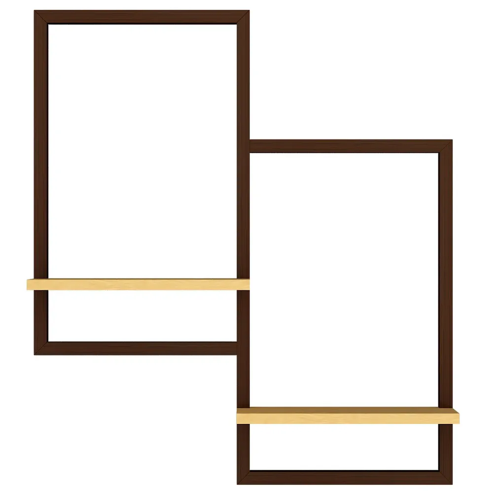 Designer Dual Panel Pine Wood Wall Shelf