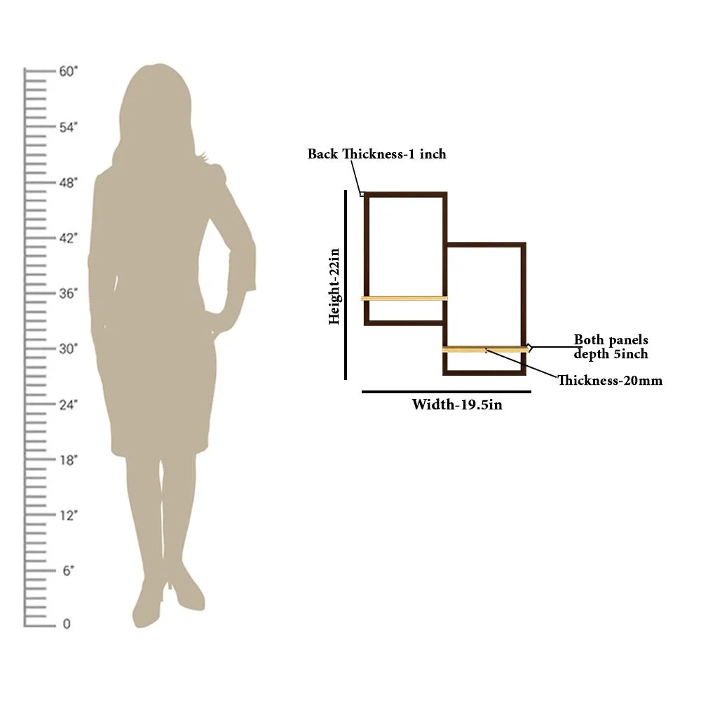 Designer Dual Panel Pine Wood Wall Shelf