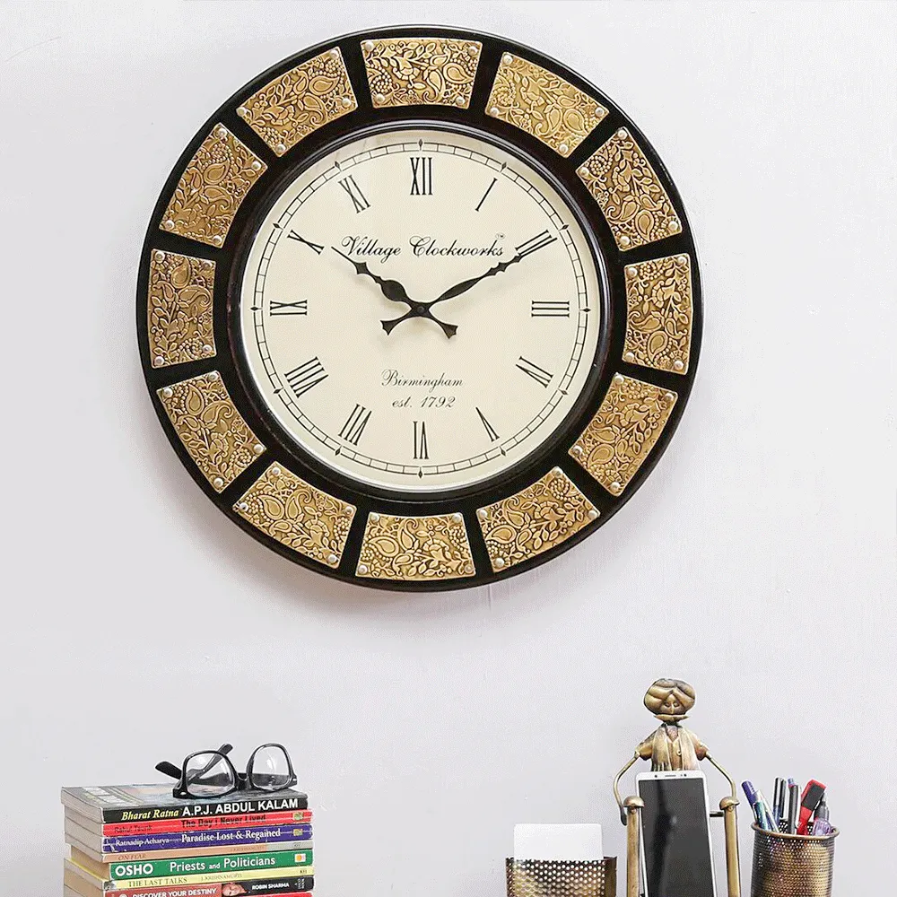 Designer Edge Round Wooden Wall Clock