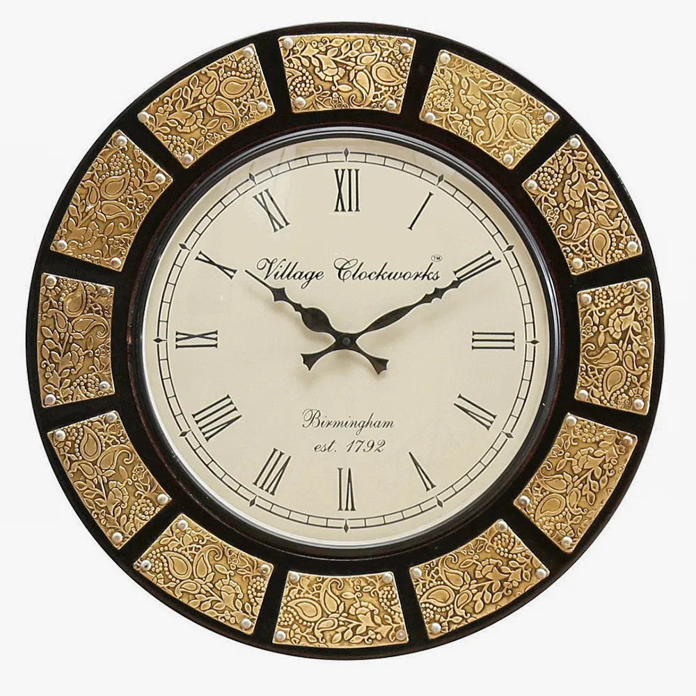 Designer Edge Round Wooden Wall Clock