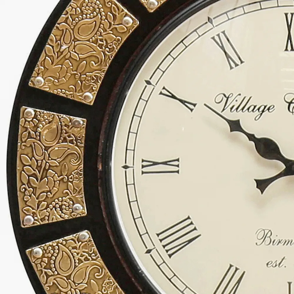 Designer Edge Round Wooden Wall Clock