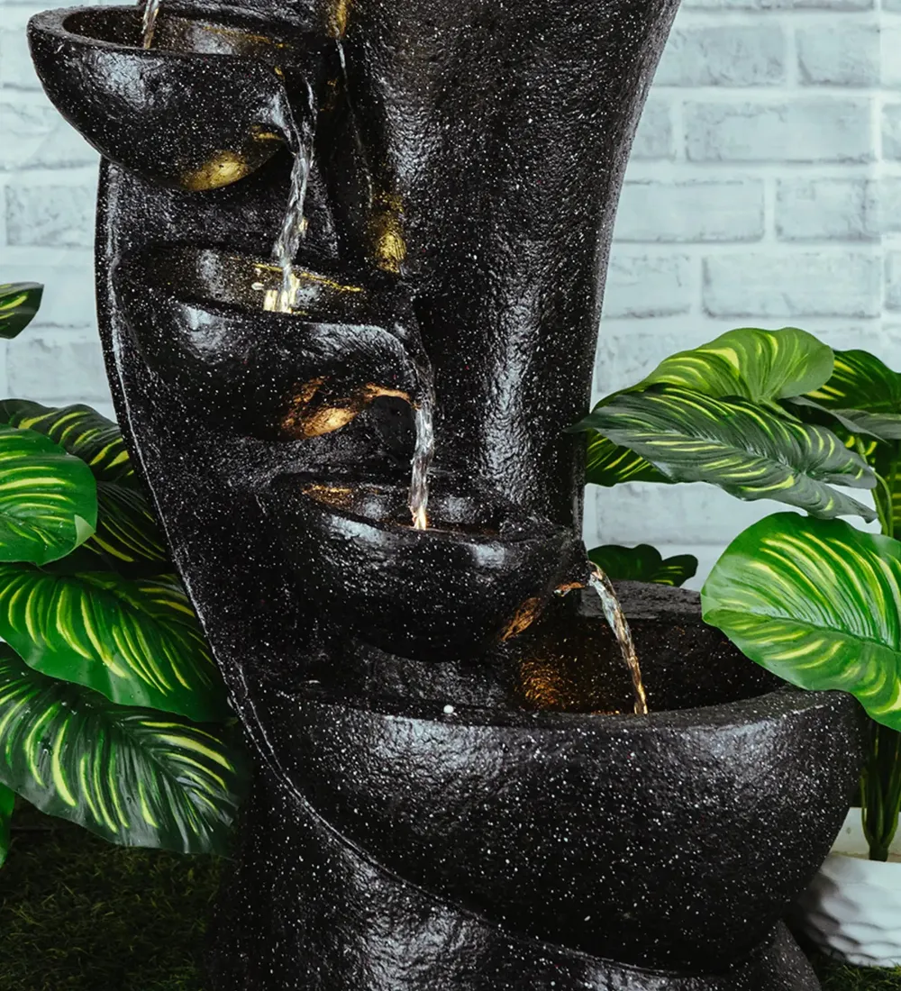 Designer Fiberglass Chalice Black Water Fountain