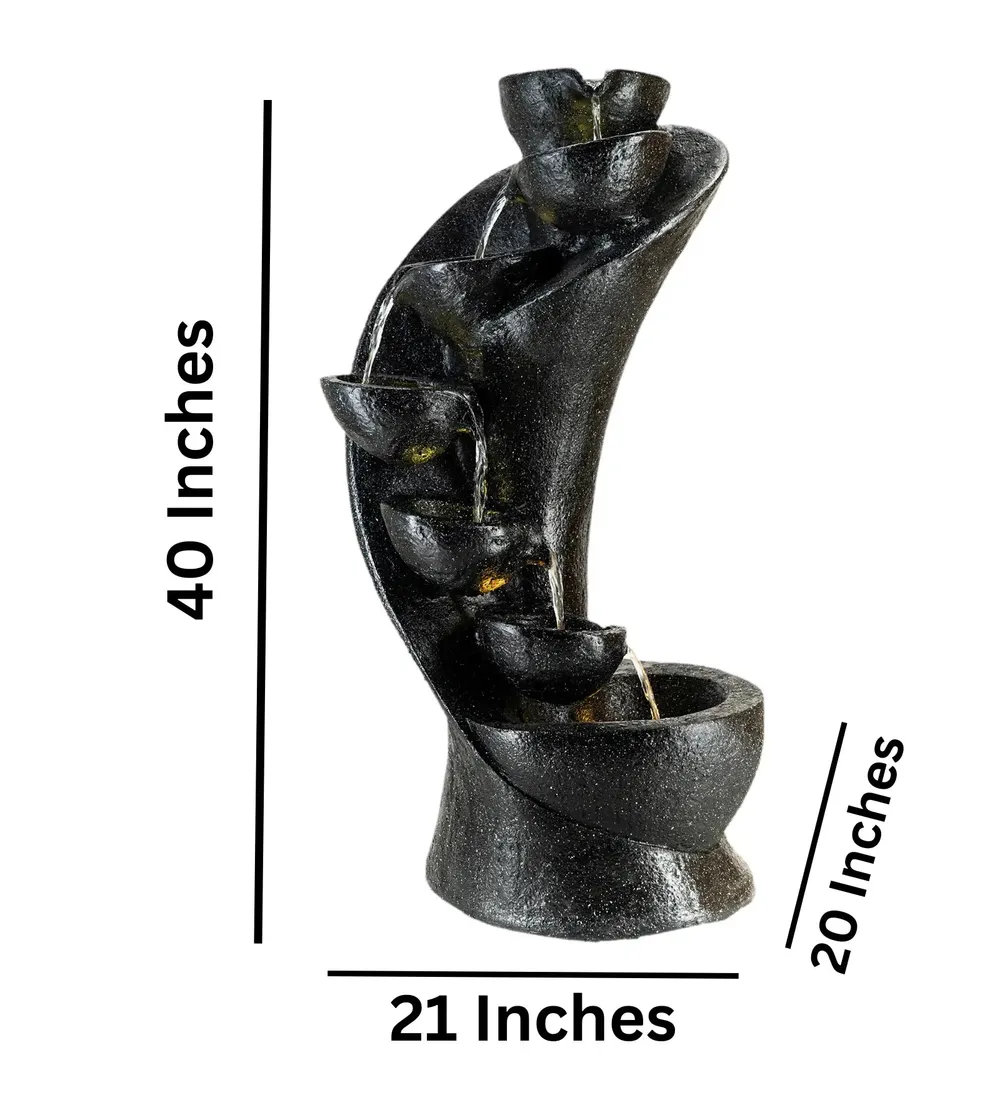 Designer Fiberglass Chalice Black Water Fountain