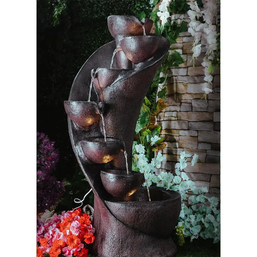 Designer Fiberglass Chalice Brown Water Fountain