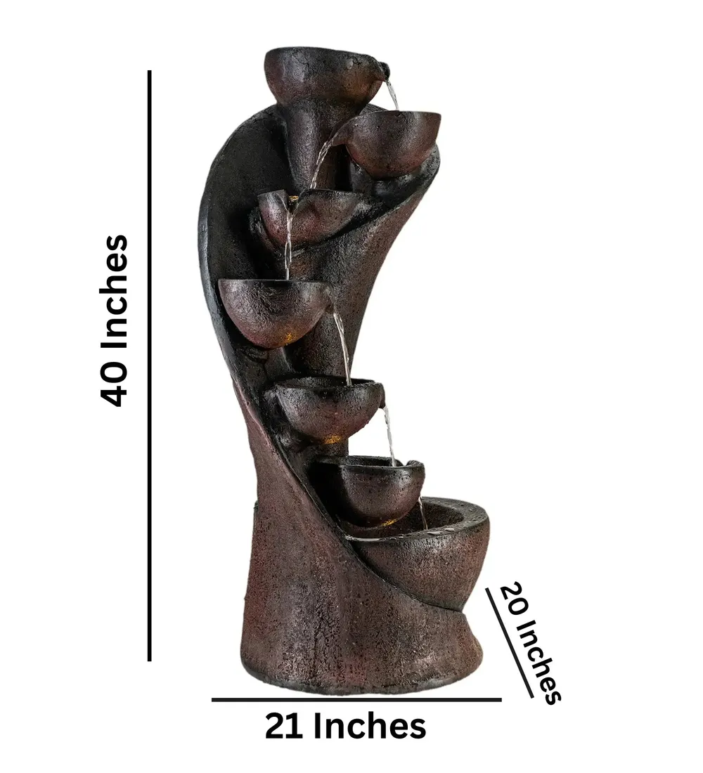 Designer Fiberglass Chalice Brown Water Fountain