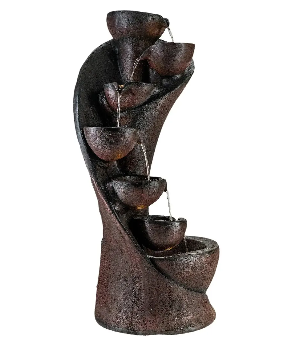 Designer Fiberglass Chalice Brown Water Fountain