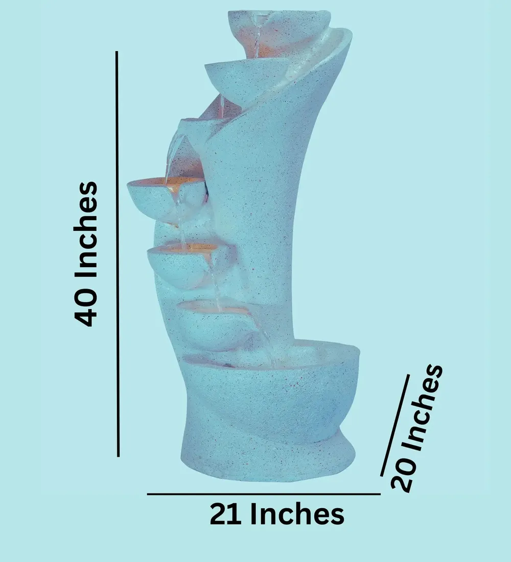 Designer Fiberglass Chalice Light Grey Water Fountain