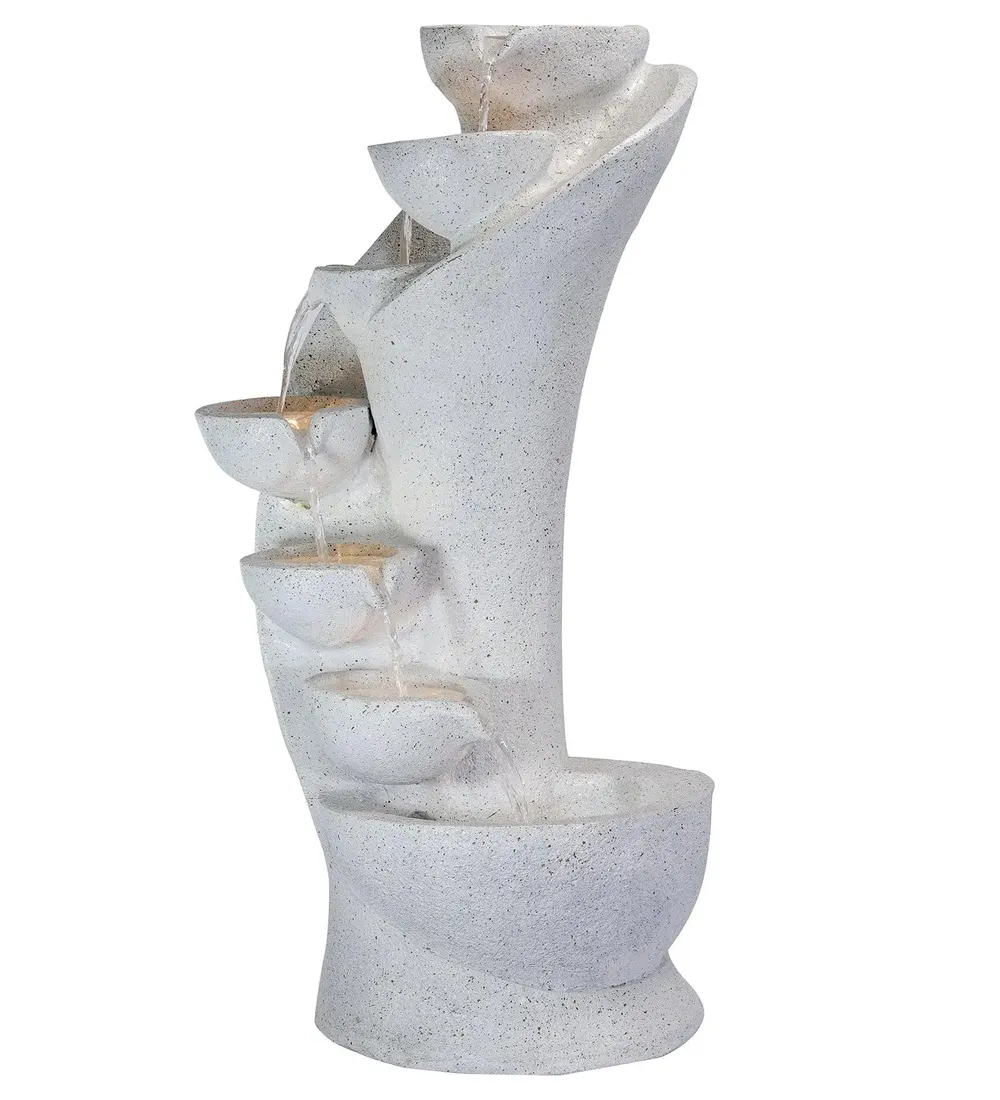 Designer Fiberglass Chalice White Water Fountain