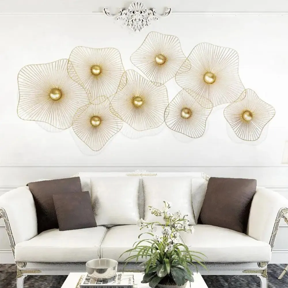 Designer Floral Golden Metal Wall Art Decor for Living Room