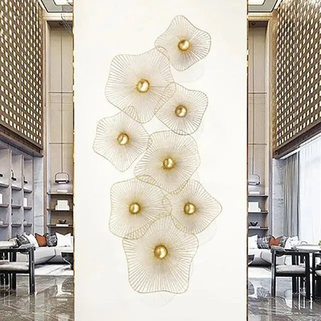 Designer Floral Golden Metal Wall Art Decor for Living Room