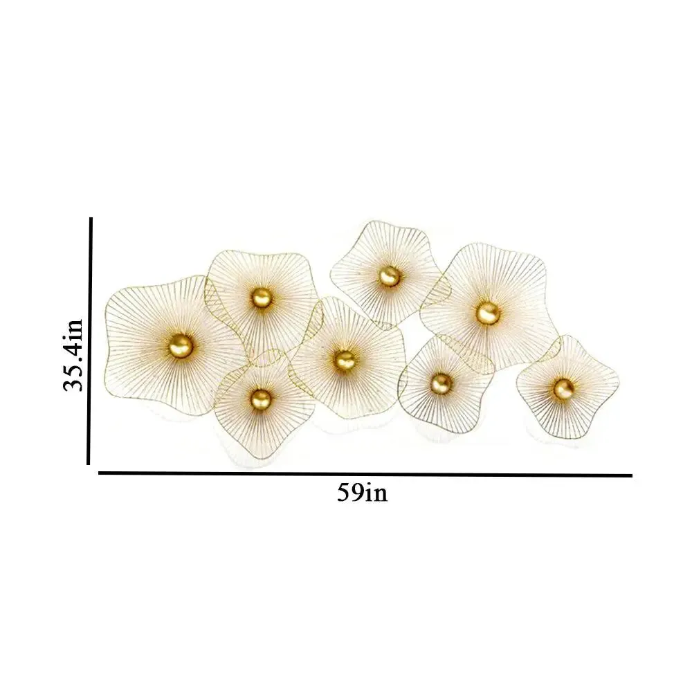 Designer Floral Golden Metal Wall Art Decor for Living Room