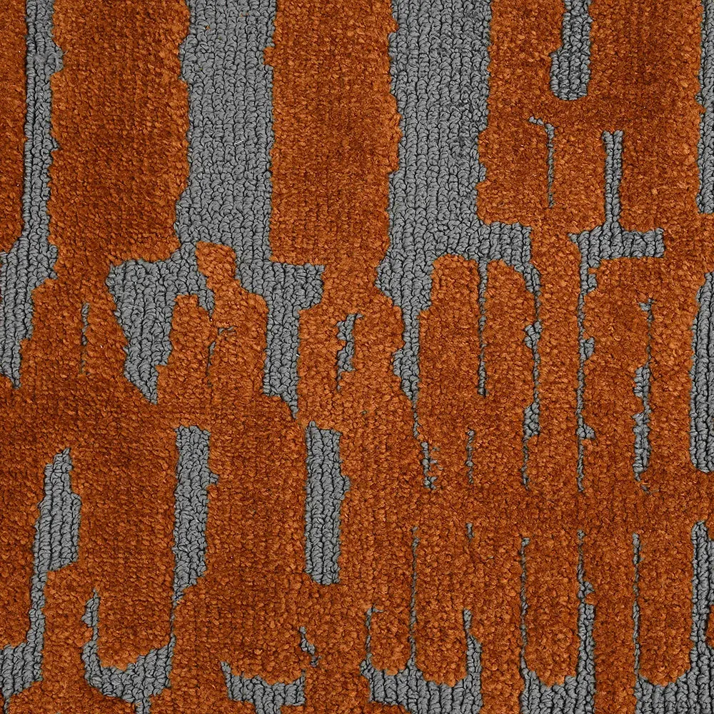 Designer Gold and Grey Abstract Print Polyester Hand Tufted Carpet 2X5