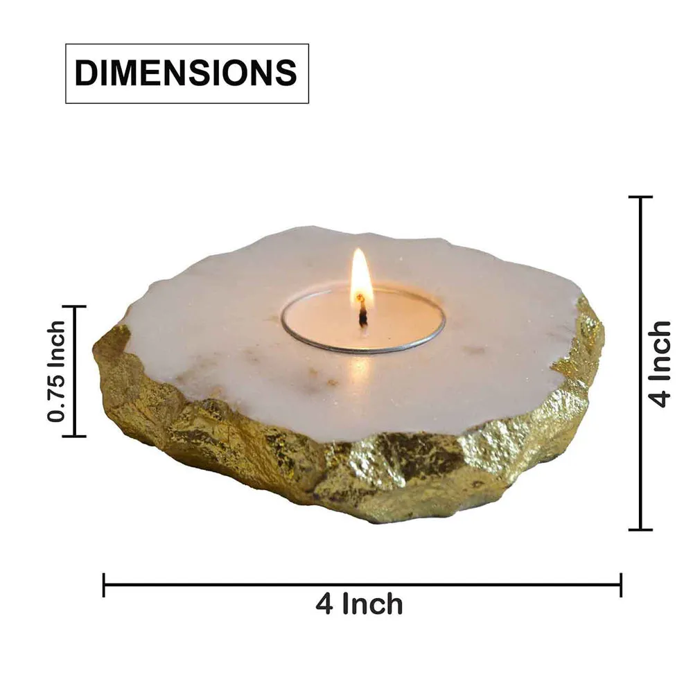 Designer Gold Foiled Marble Tealight Candle Holder