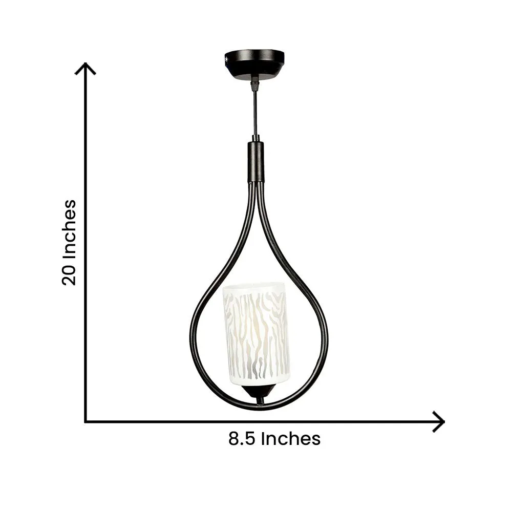 Designer Golden Cylindrical Light In Hanging Black Ring Ceiling Light Single Piece