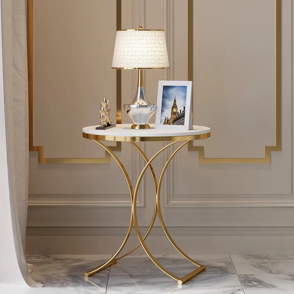 Designer Golden Metal Nesting Table In Curvy Style