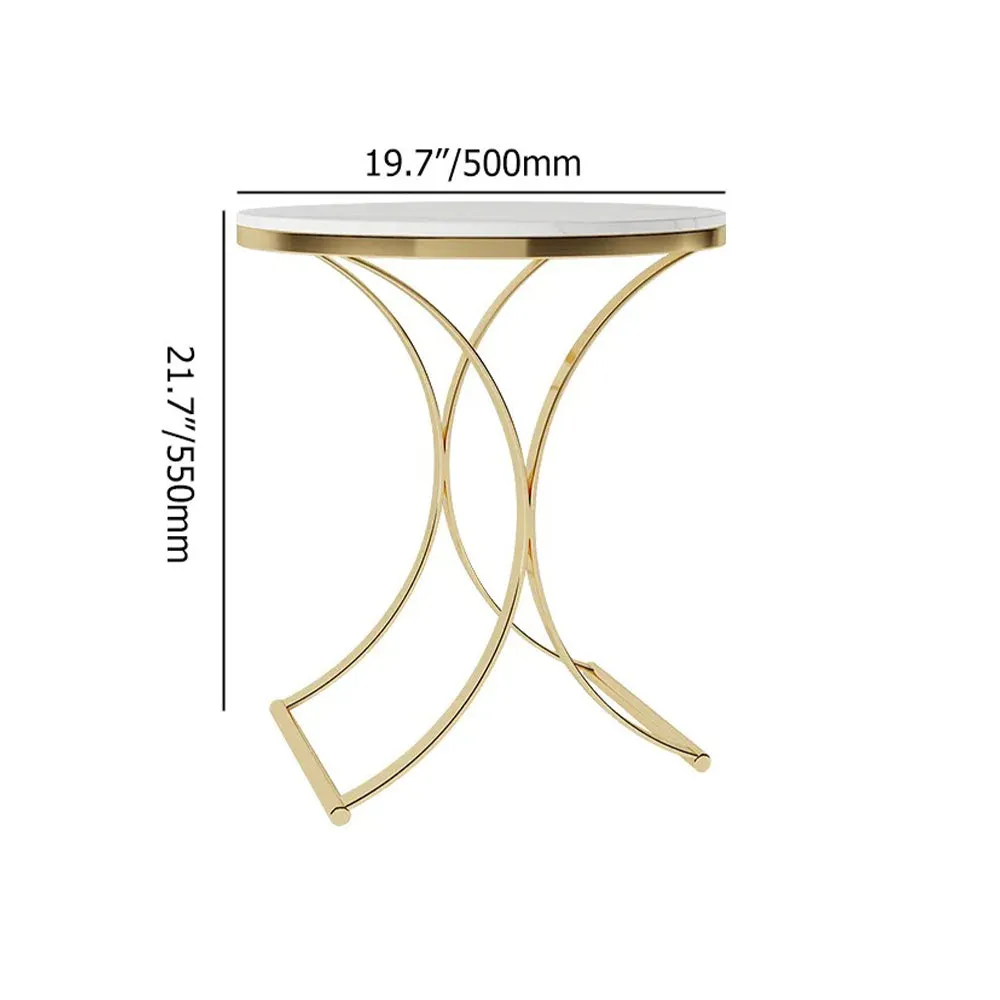 Designer Golden Metal Nesting Table In Curvy Style