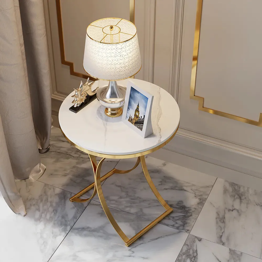 Designer Golden Metal Nesting Table In Curvy Style