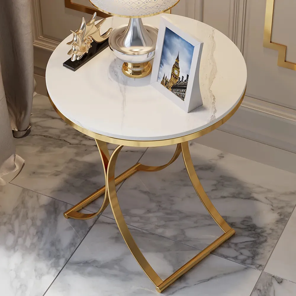Designer Golden Metal Nesting Table In Curvy Style