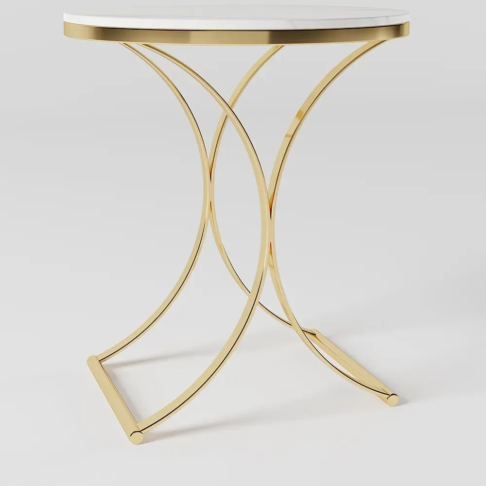 Designer Golden Metal Nesting Table In Curvy Style