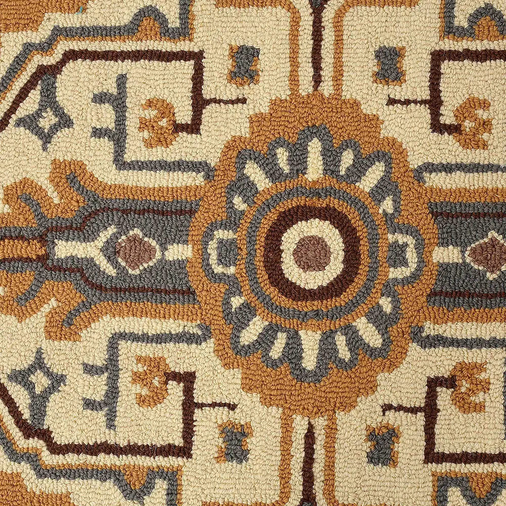 Designer Golden Traditional Print Hand Tufted Bordered Wool Carpet 4X6