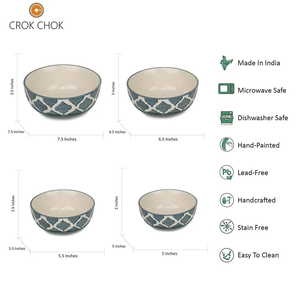 Designer Grey Ceramic Bowls Set Of 4