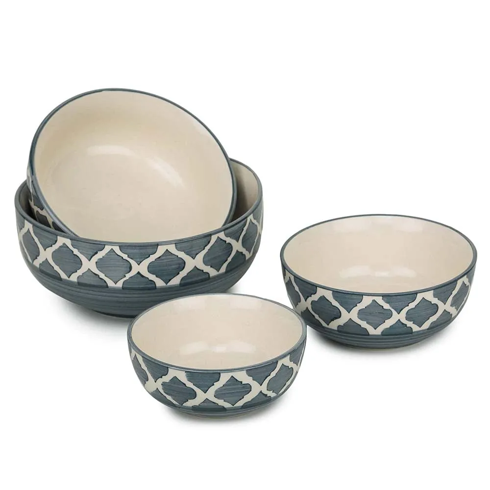 Designer Grey Ceramic Bowls Set Of 4