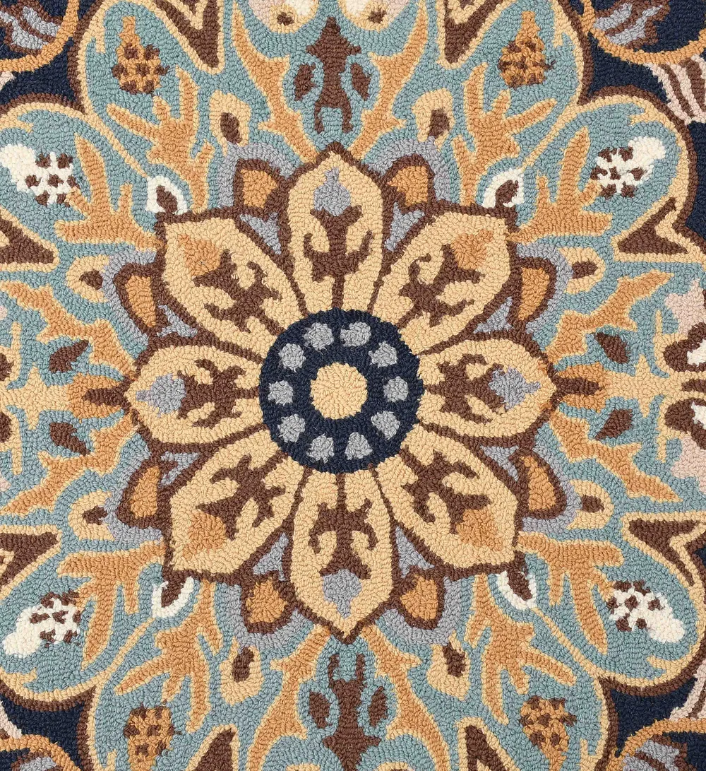 Designer Handcrafted Traditional Print Black Hand Tufted Wool Carpet 4X6