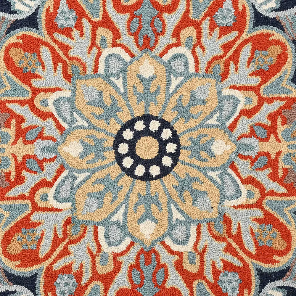 Designer Handcrafted Traditional Print Orange Hand Tufted Wool Carpet 4X6