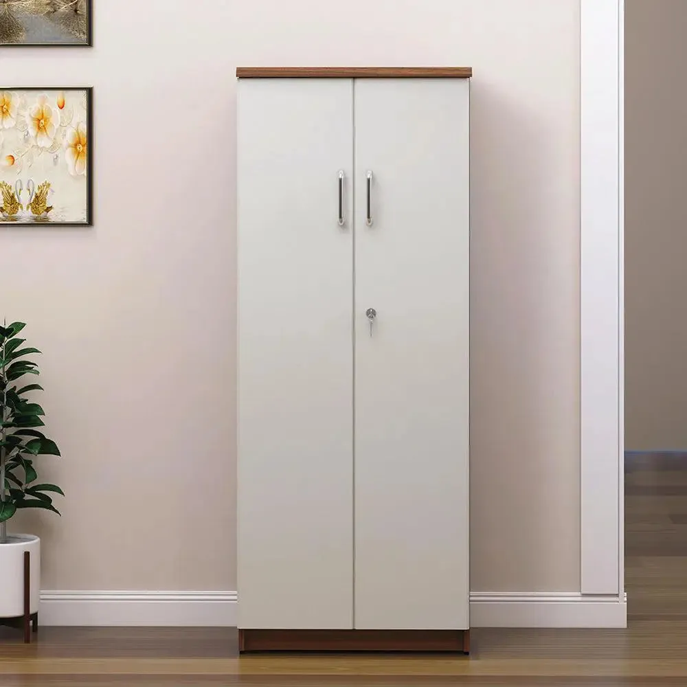 Designer Ivory & Brown Wooden Bookshelf With 2 Doors