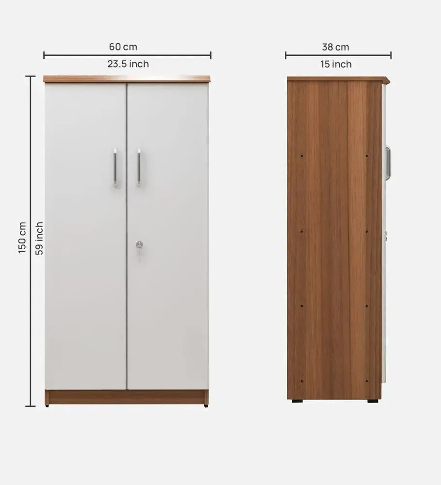 Designer Ivory & Brown Wooden Bookshelf With 2 Doors