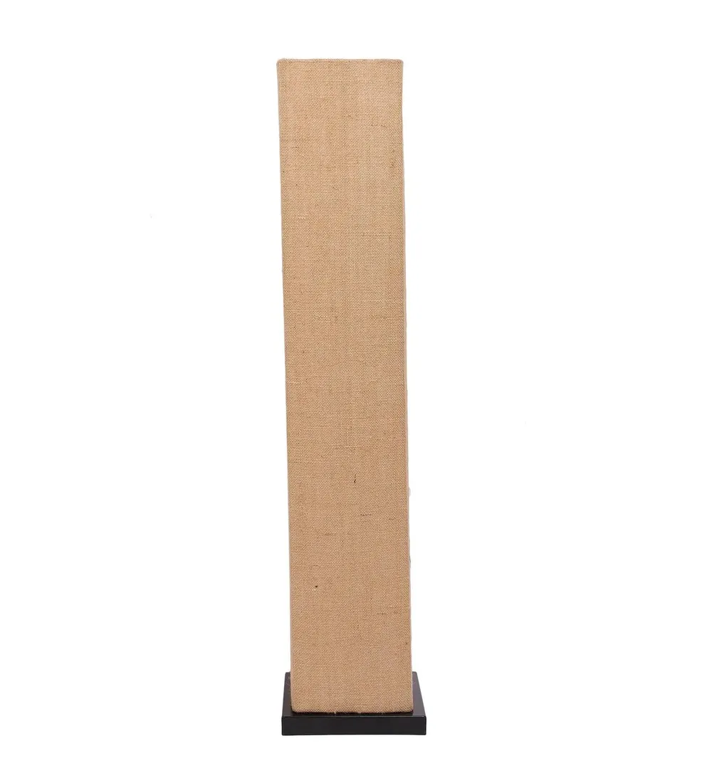 Designer Jute Square Sleek Iron Base Floor Lamp White