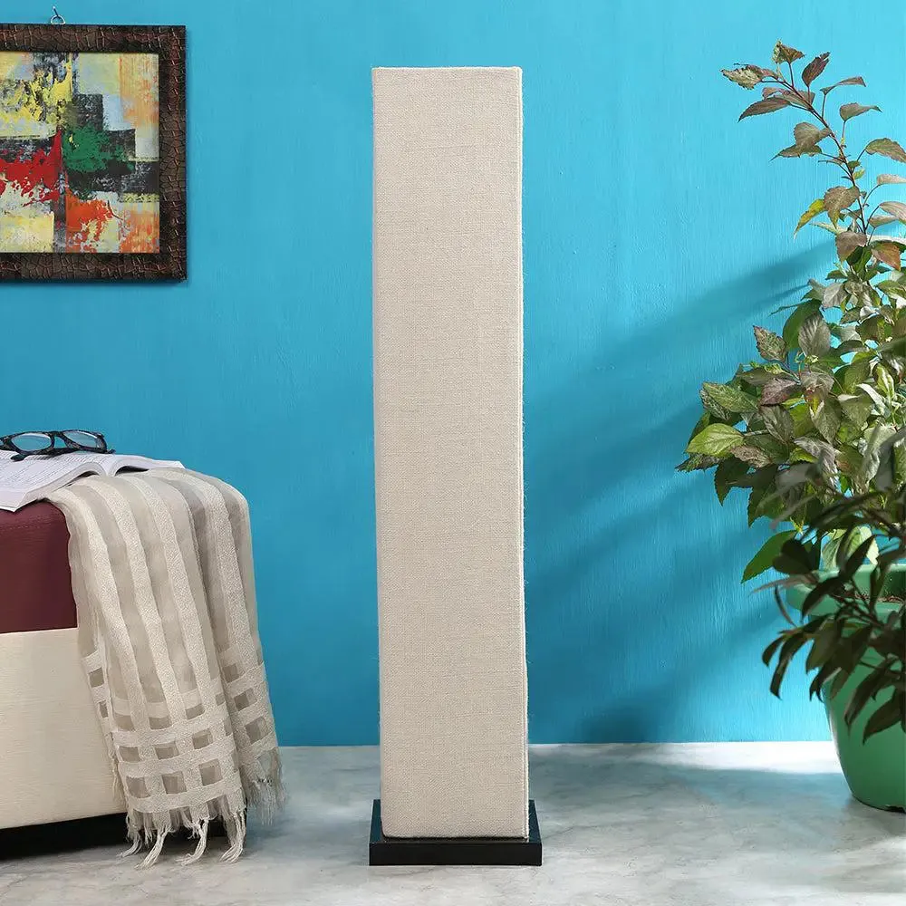 Designer Jute Square Sleek Iron Base Floor Lamp White