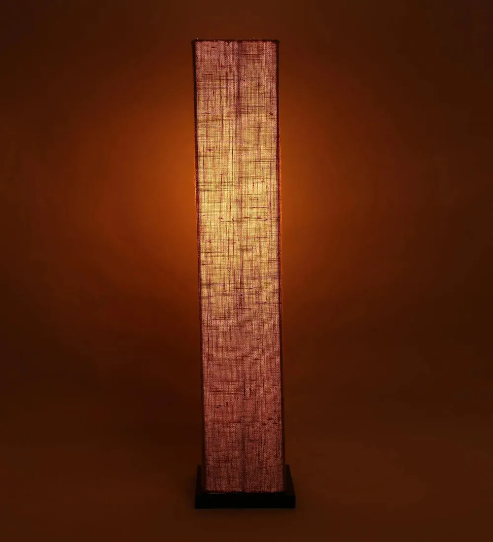 Designer Jute Square Sleek Iron Base Floor Lamp White