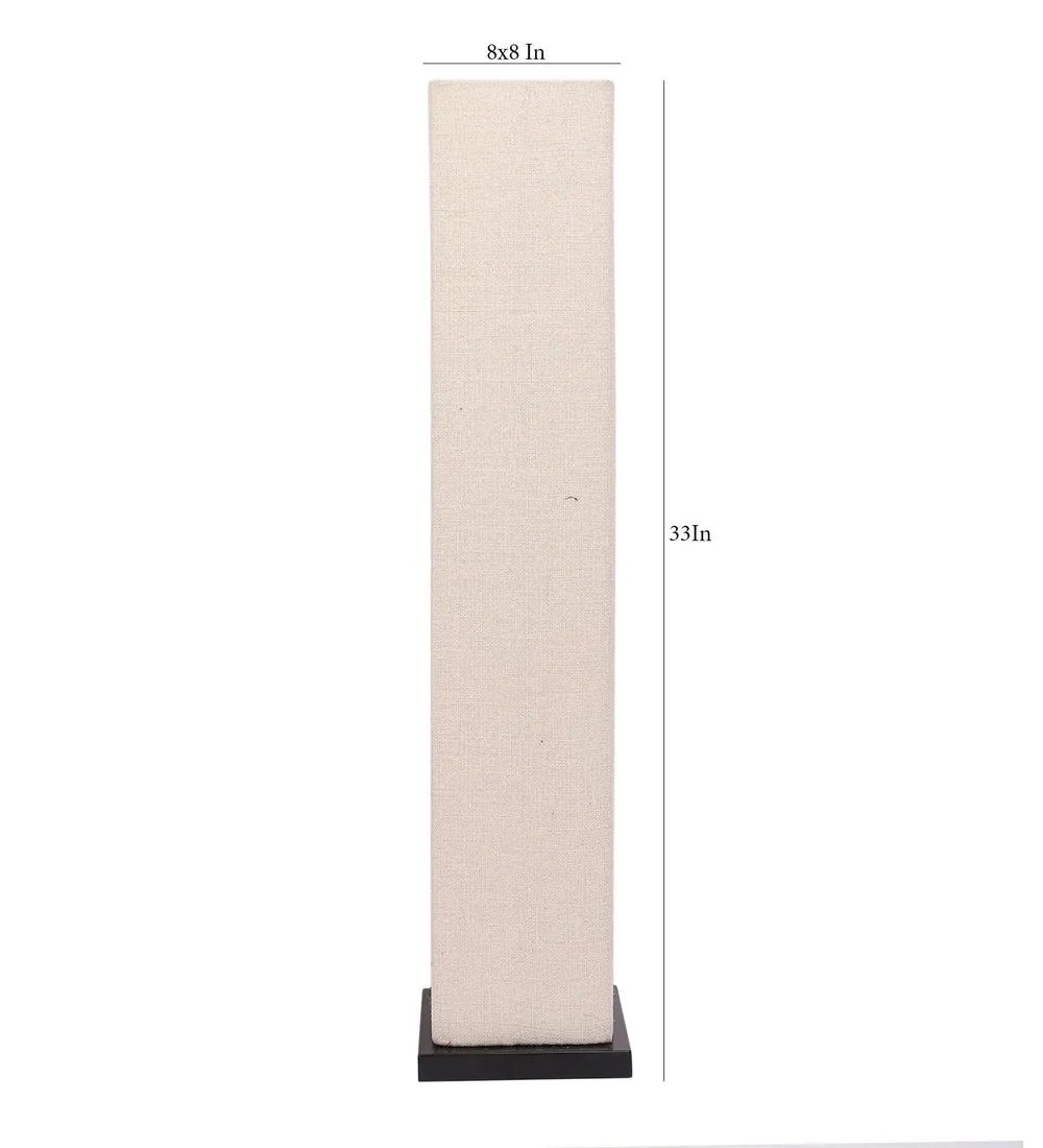Designer Jute Square Sleek Iron Base Floor Lamp White