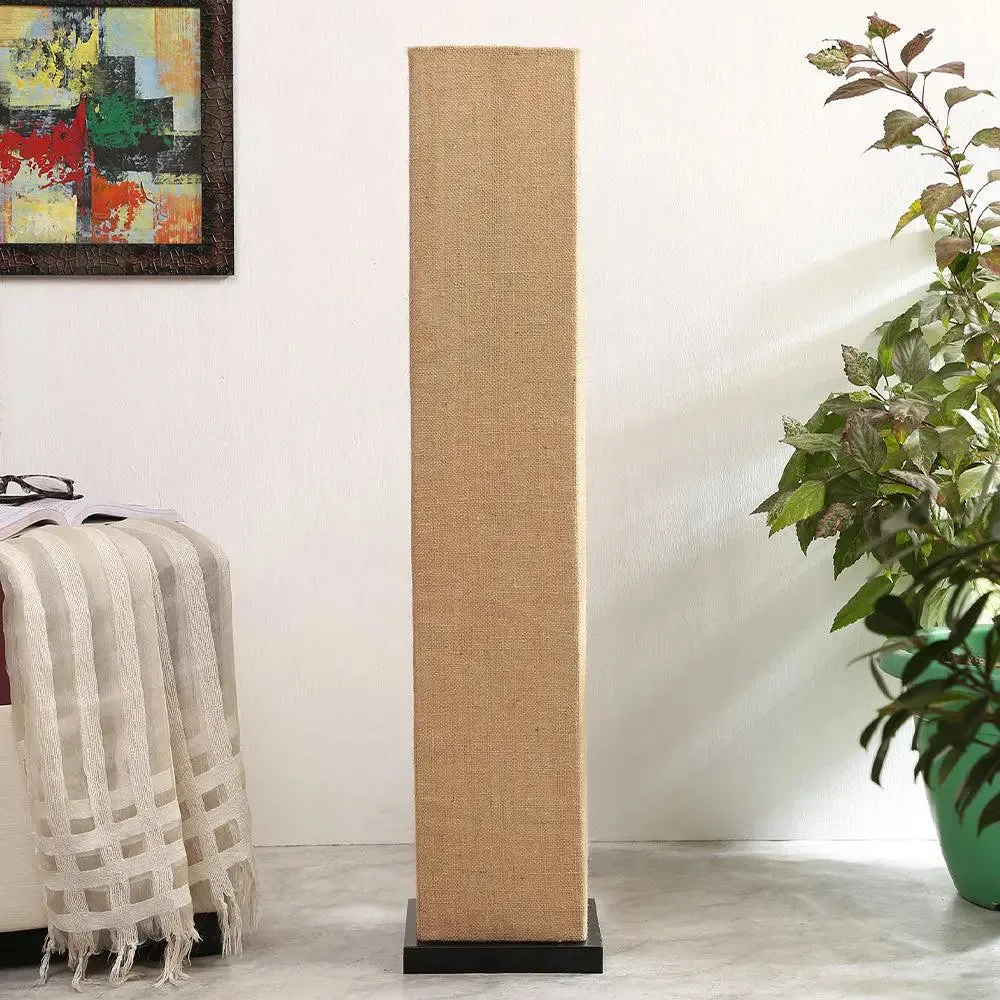 Designer Jute Square Sleek Iron Base Floor Lamp White